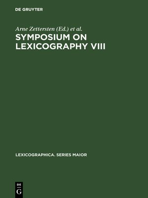 cover image of Symposium on Lexicography VIII